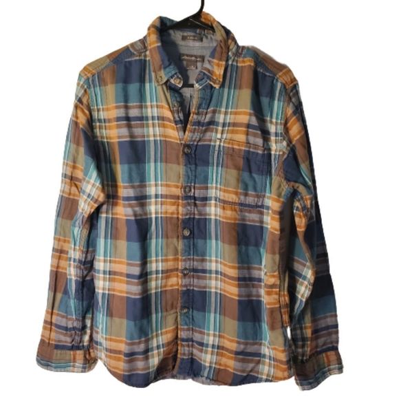 Eddie Bauer Other - Eddie Bauer Men's Multicolor Shirt Blue Orange Plaid Medium